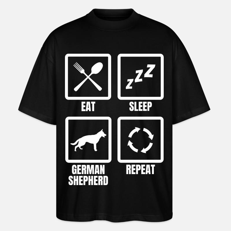Eat Sleep German Shepherd Repeat - Stanley/Stella Oversized Unisex Organic T-shirt Blaster 2.0 - black