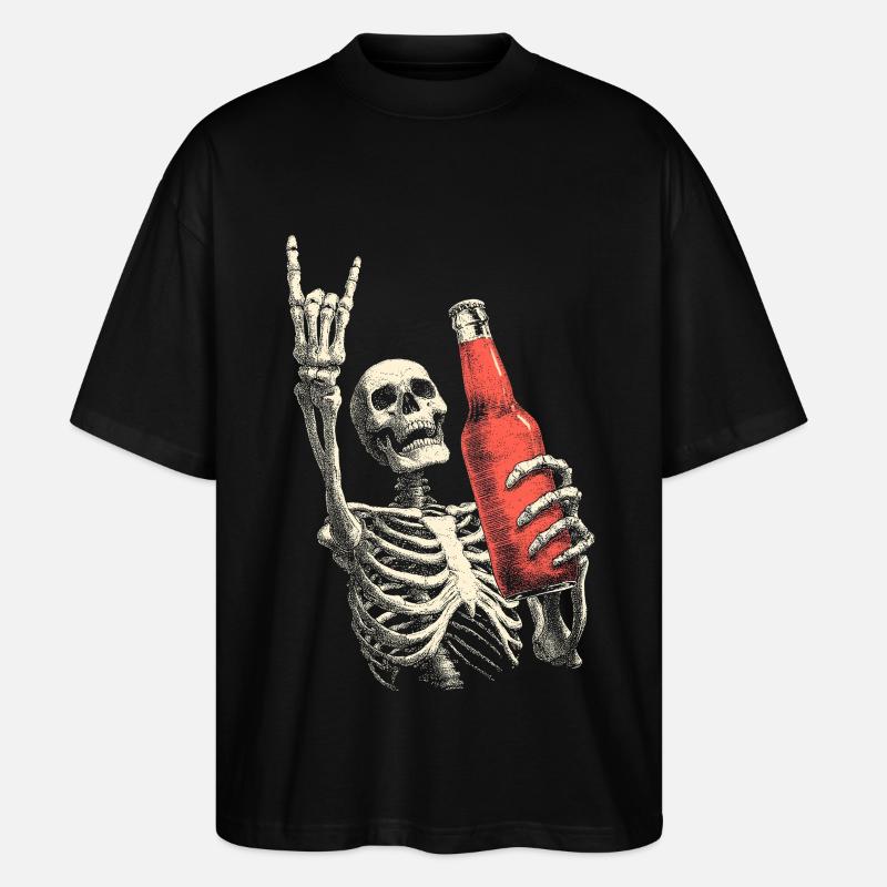 Skeleton with Bottle Party - Stanley/Stella Oversized Unisex Organic T-shirt Blaster 2.0 - black
