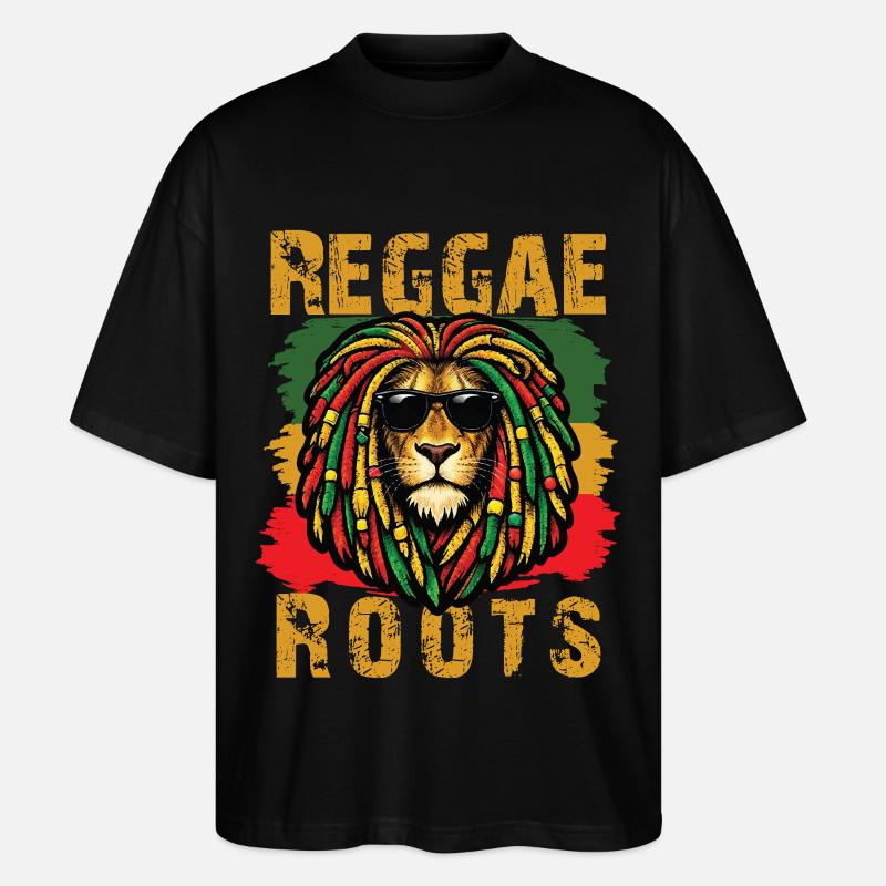 Lion Reggae Roots Rasta-Vibe - Stanley/Stella Oversized Unisex Bio T-Shirt Blaster 2.0 - Schwarz