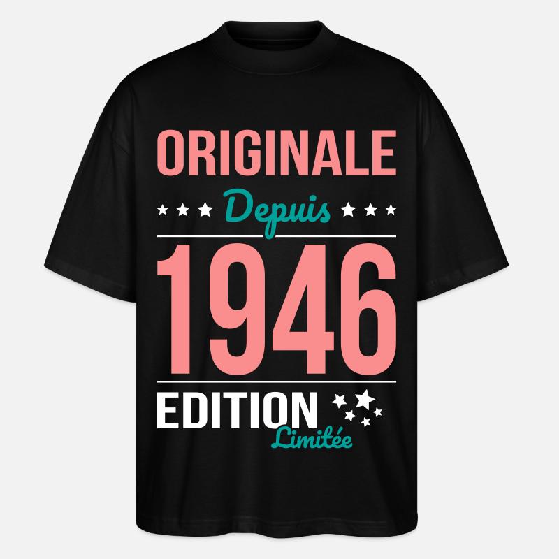 Original seit 1946 – 80-jähriges Jubiläum - Stanley/Stella Oversized Unisex Bio T-Shirt Blaster 2.0 - Schwarz