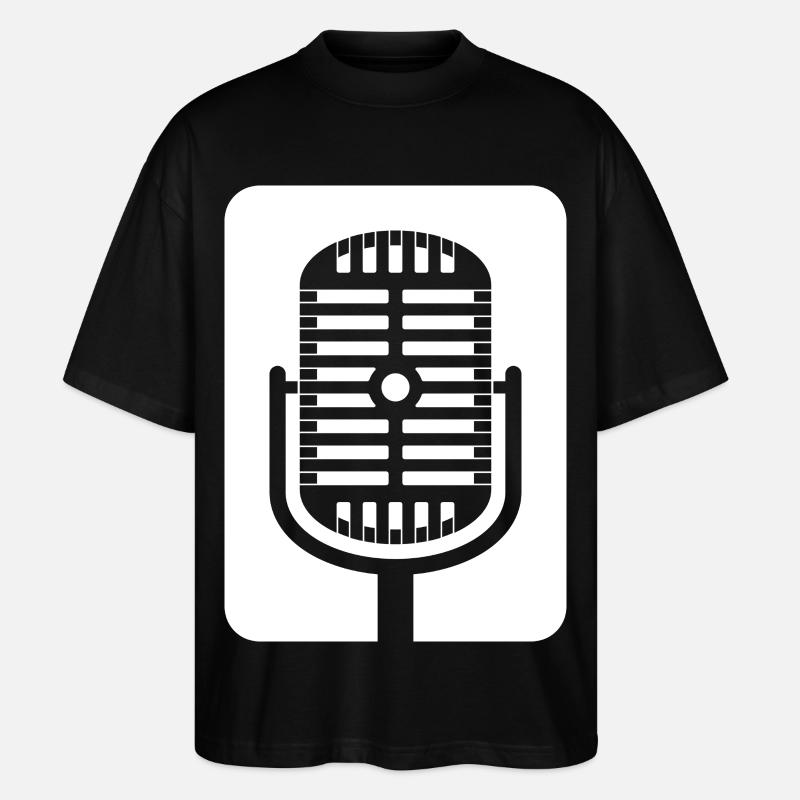 Emblème du micro rétro - T-shirt bio Blaster 2.0 coupe oversize Stanley/Stella Unisexe - noir