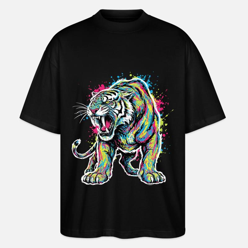 Neon Tiger Artistic Force - Stanley/Stella Oversized Unisex Organic T-shirt Blaster 2.0 - black