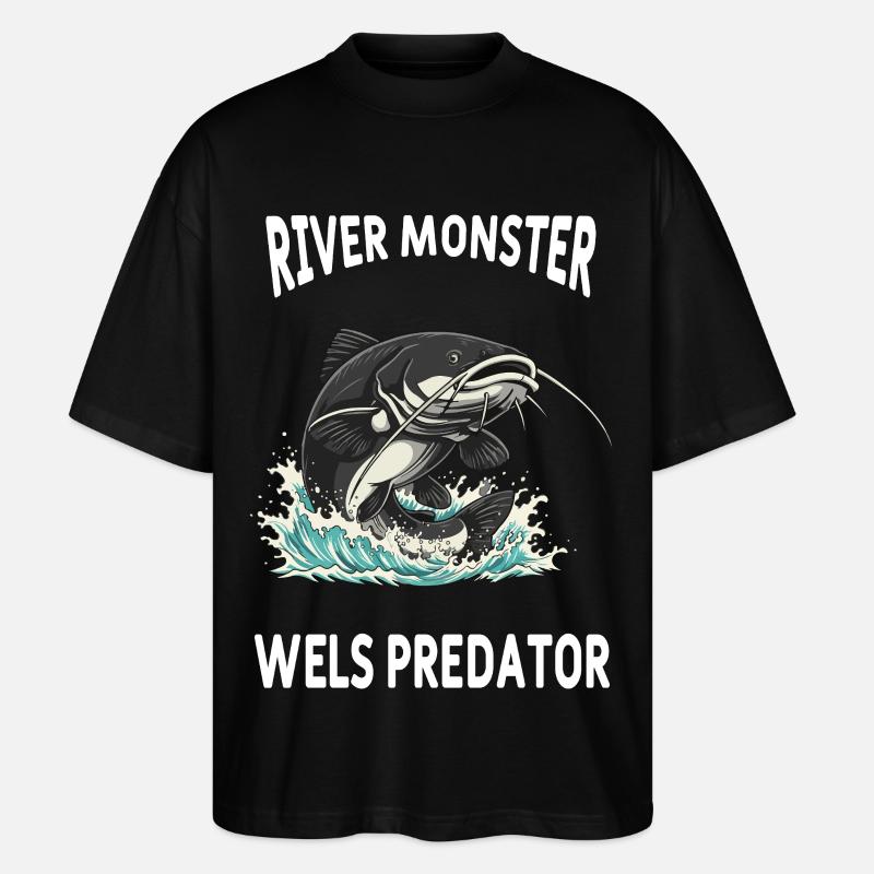 Pêche Rivière Silure Poisson Chat - T-shirt bio Blaster 2.0 coupe oversize Stanley/Stella Unisexe - noir