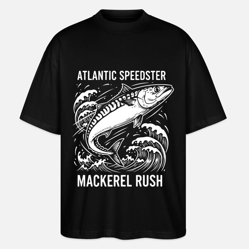 Seefischen, Makrelen, Makrelenrausch, Rausch - Stanley/Stella Oversized Unisex Bio T-Shirt Blaster 2.0 - Schwarz