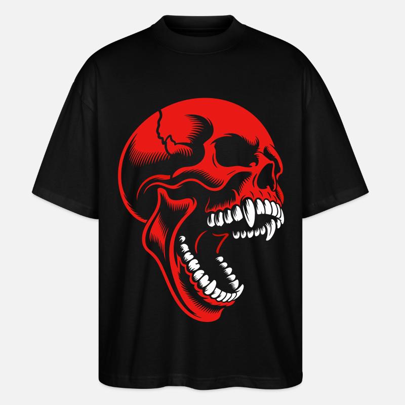 Roter Totenkopf - Stanley/Stella Oversized Unisex Bio T-Shirt Blaster 2.0 - Schwarz
