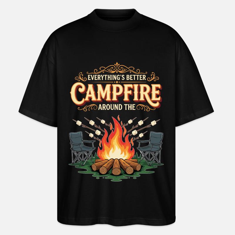 Camping Campfire Marshmallow Everything's Better - T-shirt bio Blaster 2.0 coupe oversize Stanley/Stella Unisexe - noir