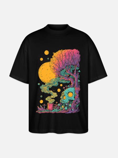 Psychedelischer Baumskull im Kosmos - Stanley/Stella Oversized Unisex Bio T-Shirt Blaster 2.0 - Schwarz