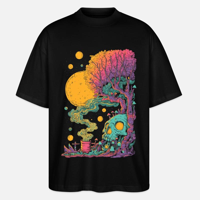 Psychedelischer Baumskull im Kosmos - Stanley/Stella Oversized Unisex Bio T-Shirt Blaster 2.0 - Schwarz