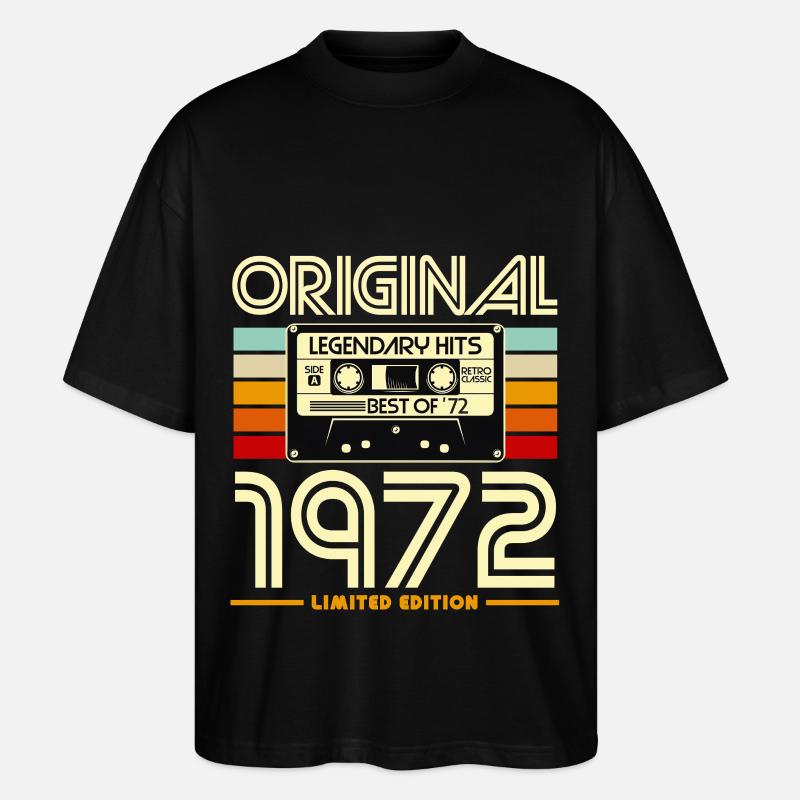 Original 1972 Retro Cassette - Stanley/Stella Oversized Unisex Organic T-shirt Blaster 2.0 - black