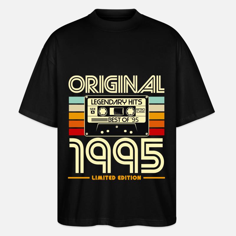 Original 1995 Retro Cassette - Stanley/Stella Oversized Unisex Organic T-shirt Blaster 2.0 - black