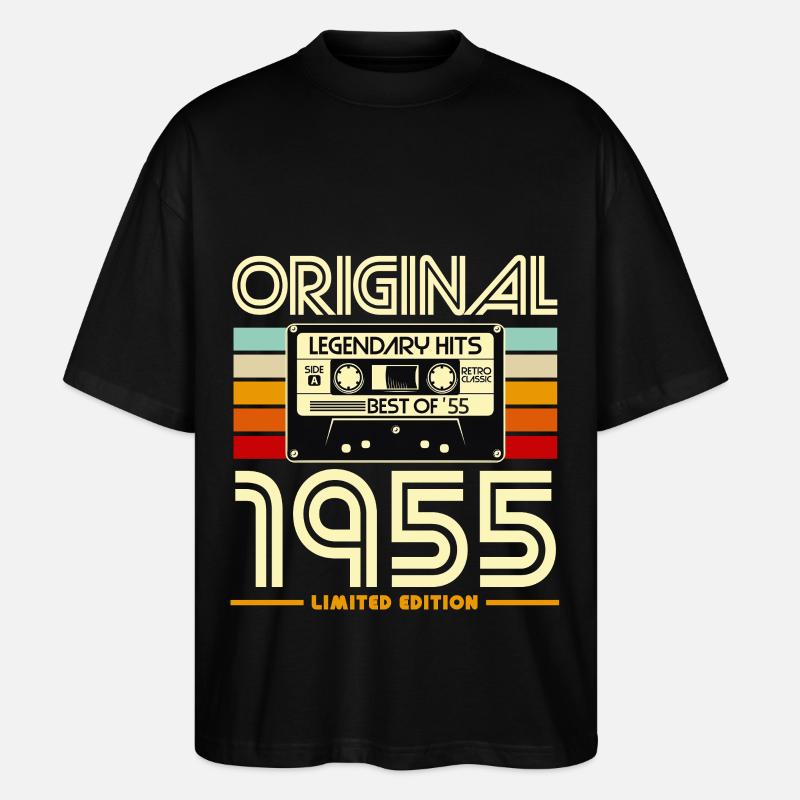 Retro-Kassette 1955 Legendäre Hits - Stanley/Stella Oversized Unisex Bio T-Shirt Blaster 2.0 - Schwarz