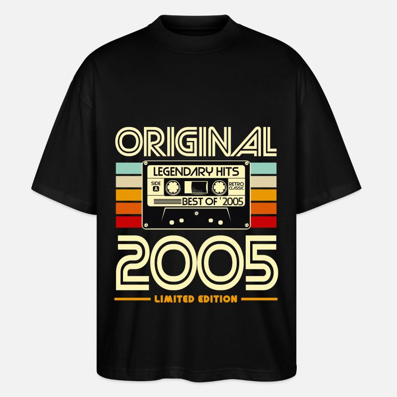 Original 2005 Cassette Retro - T-shirt bio Blaster 2.0 coupe oversize Stanley/Stella Unisexe - noir