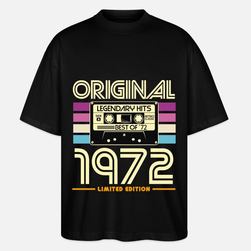 Original 1972 Cassette Retro - T-shirt bio Blaster 2.0 coupe oversize Stanley/Stella Unisexe - noir