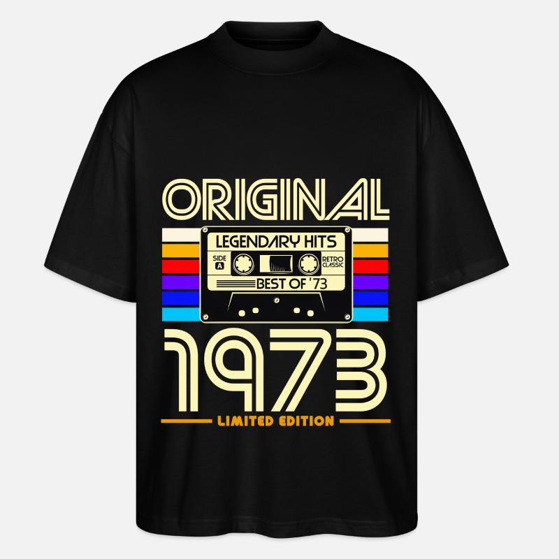 Original 1973 Retro Cassette - Stanley/Stella Oversized Unisex Organic T-shirt Blaster 2.0 - black