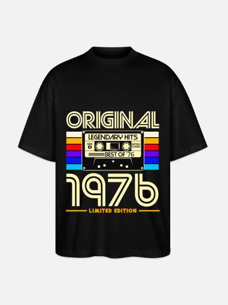 Original 1976 Cassette Retro Edition - Stanley/Stella Oversized Unisex Organic T-shirt Blaster 2.0 - black