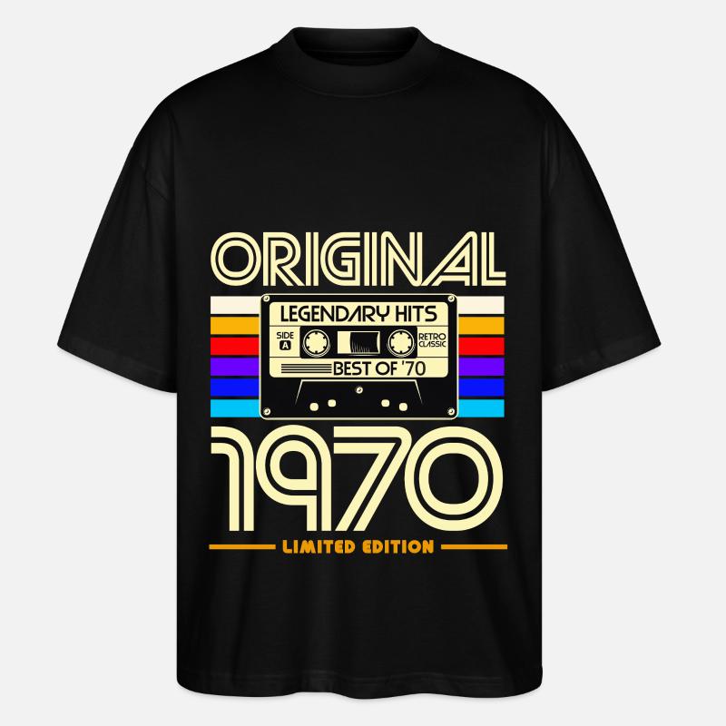 Original 1970's Cassette Retro Edition - Stanley/Stella Oversized Unisex Organic T-shirt Blaster 2.0 - black