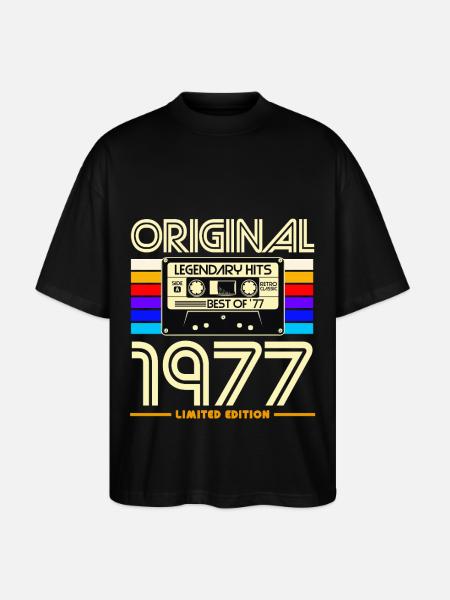 Original 1977 Retro Cassette - Stanley/Stella Oversized Unisex Organic T-shirt Blaster 2.0 - black