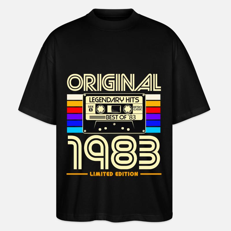 Original 1983 Retro Cassette - T-shirt bio Blaster 2.0 coupe oversize Stanley/Stella Unisexe - noir