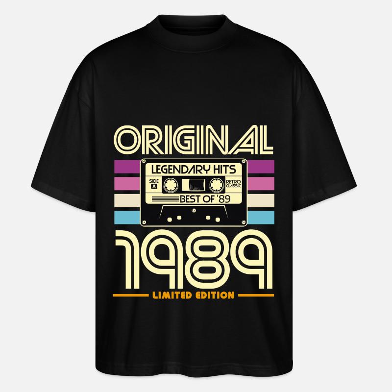 1989 Edition Limitée Cassette Retro - T-shirt bio Blaster 2.0 coupe oversize Stanley/Stella Unisexe - noir