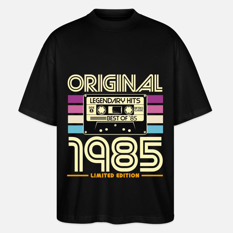 Original 1985 Cassette Retro Tee - T-shirt bio Blaster 2.0 coupe oversize Stanley/Stella Unisexe - noir