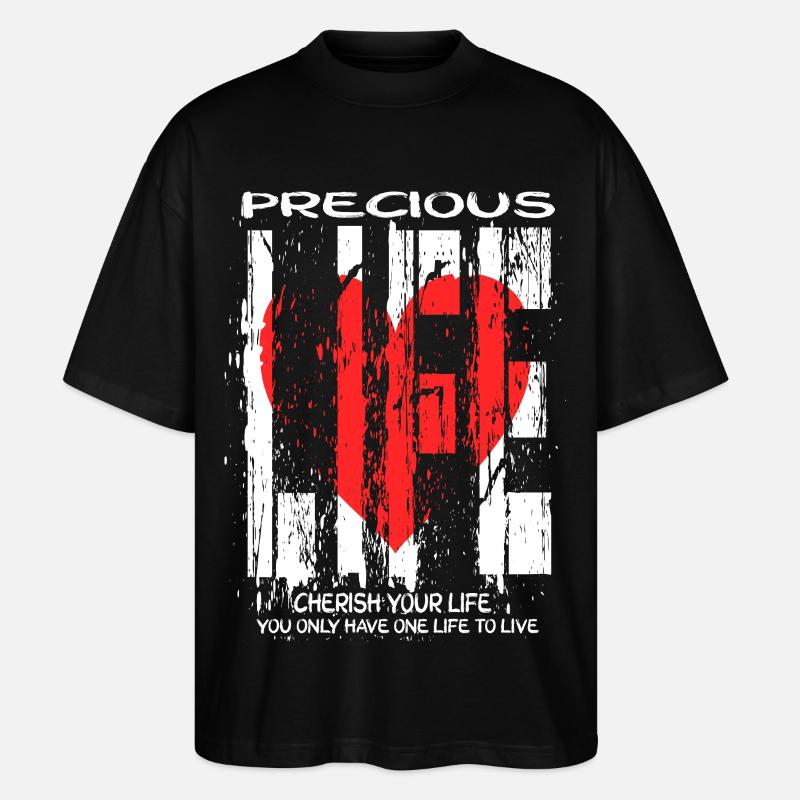 Precious Life - Kostbares Leben - Stanley/Stella Oversized Unisex Bio T-Shirt Blaster 2.0 - Schwarz