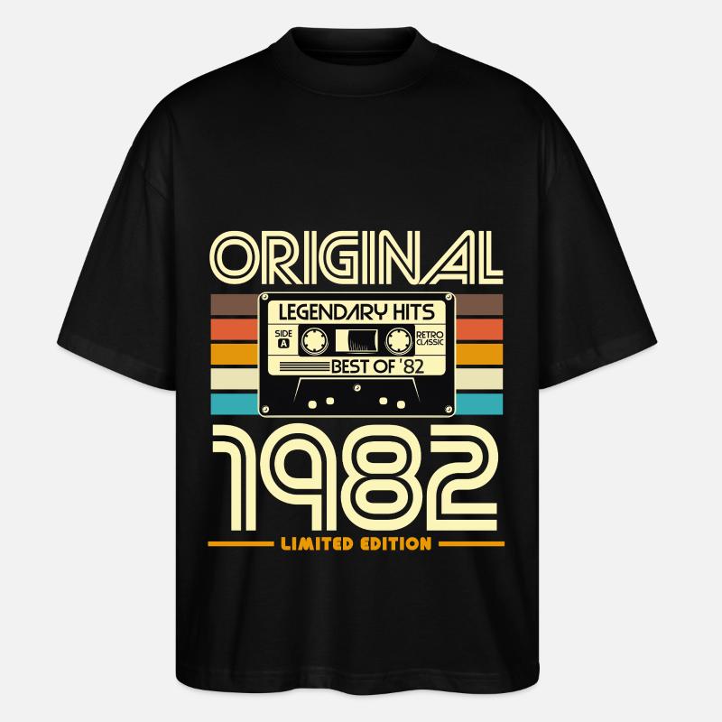 Original-Retro-Kassette von 1982 - Stanley/Stella Oversized Unisex Bio T-Shirt Blaster 2.0 - Schwarz