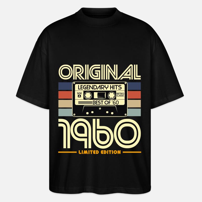 Original 1960's Retro Cassette - Stanley/Stella Oversized Unisex Organic T-shirt Blaster 2.0 - black