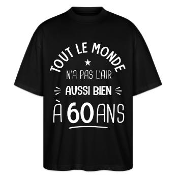 60 ans anniversaire 60 ans Cadeau 60 ans - T-shirt bio Blaster 2.0 coupe oversize Stanley/Stella Unisexe - noir - Devant - Alina (178cm) & Michal (187cm)
