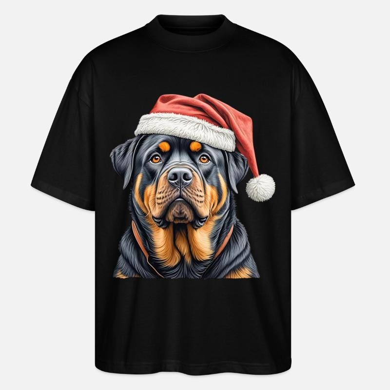 Weihnachts-Rottweiler - Stanley/Stella Oversized Unisex Bio T-Shirt Blaster 2.0 - Schwarz