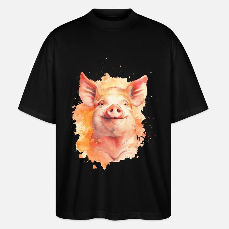 Schwein - Stanley/Stella Oversized Unisex Bio T-Shirt Blaster 2.0 - Schwarz