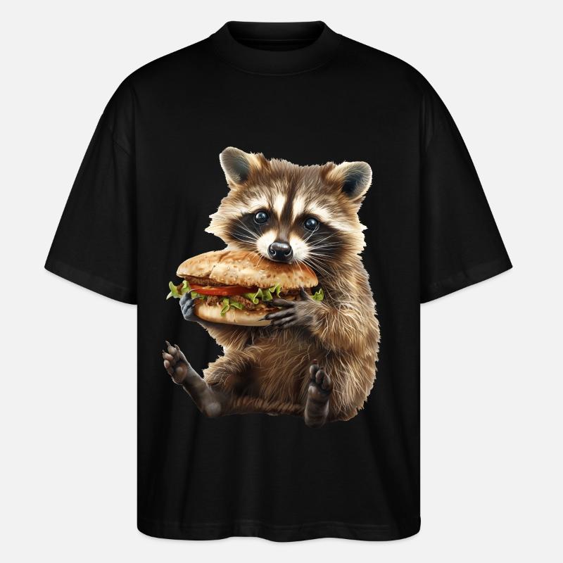 Waschbär - Stanley/Stella Oversized Unisex Bio T-Shirt Blaster 2.0 - Schwarz