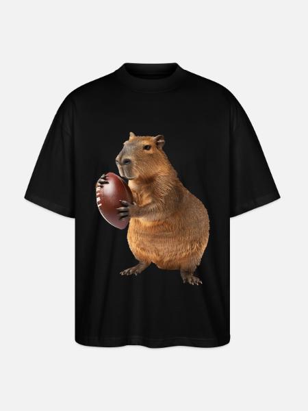 Capybara Football - Stanley/Stella Oversized Unisex Organic T-shirt Blaster 2.0 - black