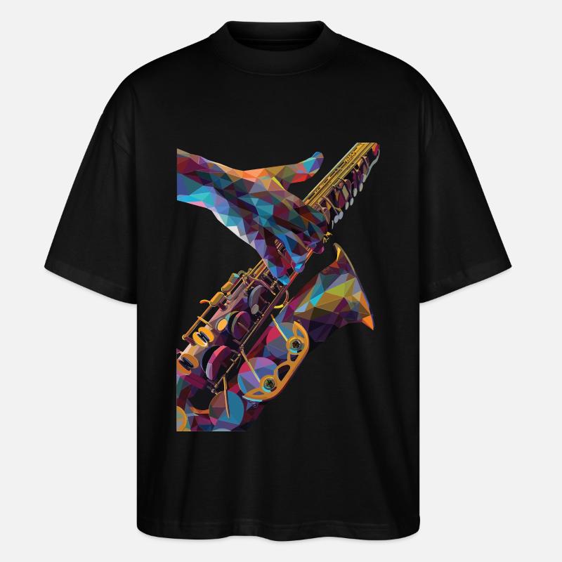 Saxophon - Stanley/Stella Oversized Unisex Bio T-Shirt Blaster 2.0 - Schwarz