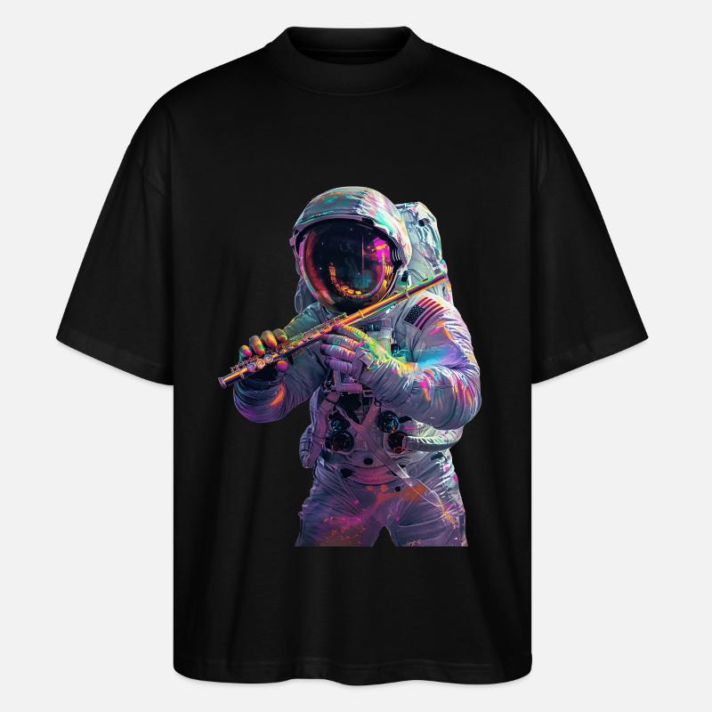 Astronaut Querflöte - Stanley/Stella Oversized Unisex Bio T-Shirt Blaster 2.0 - Schwarz