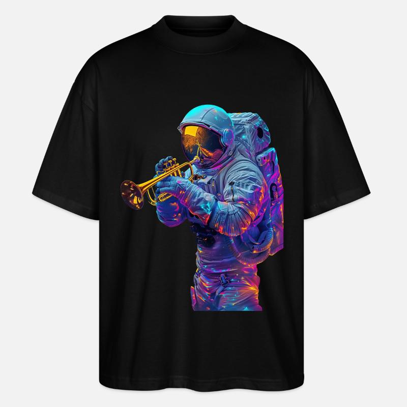 Astronaut Trompete - Stanley/Stella Oversized Unisex Bio T-Shirt Blaster 2.0 - Schwarz