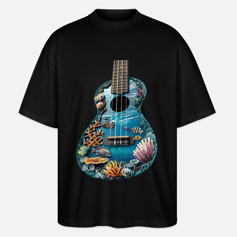Fisch Ukulele - Stanley/Stella Oversized Unisex Bio T-Shirt Blaster 2.0 - Schwarz