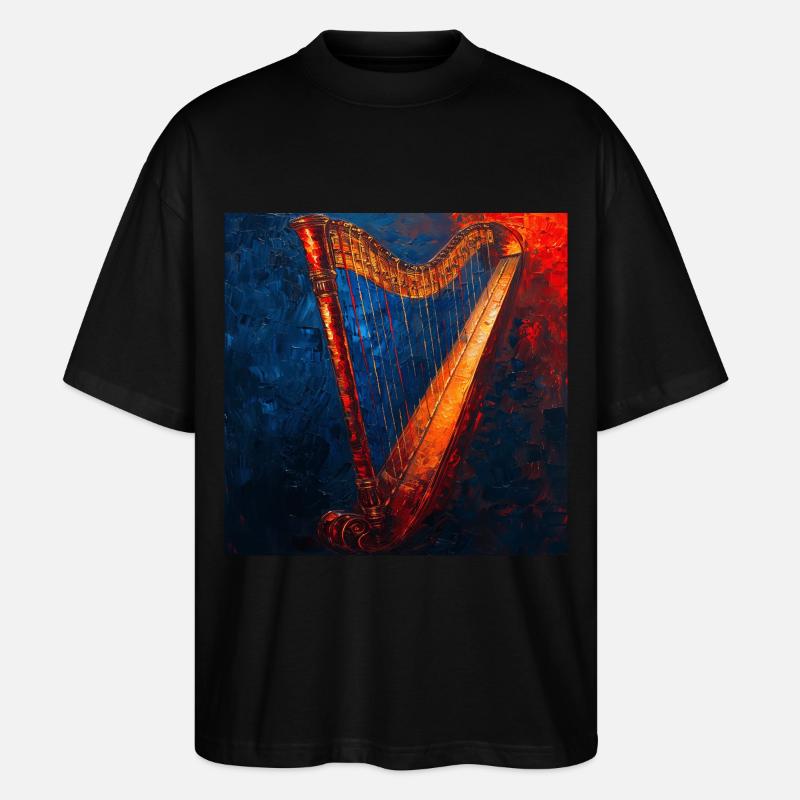 Harfe - Stanley/Stella Oversized Unisex Bio T-Shirt Blaster 2.0 - Schwarz