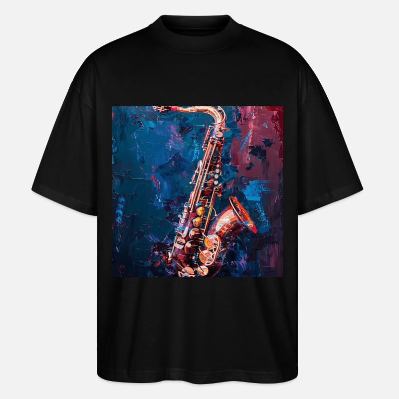 Saxophon - Stanley/Stella Oversized Unisex Bio T-Shirt Blaster 2.0 - Schwarz