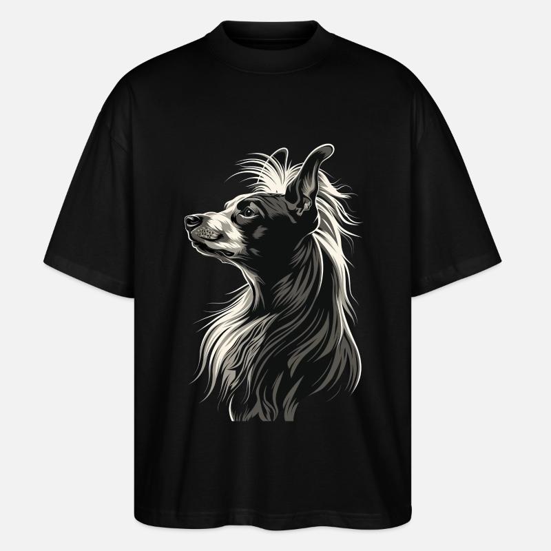 Chinesischer Schopfhund - Stanley/Stella Oversized Unisex Bio T-Shirt Blaster 2.0 - Schwarz