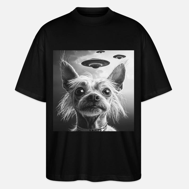 Chinesischer Schopfhund - Stanley/Stella Oversized Unisex Bio T-Shirt Blaster 2.0 - Schwarz