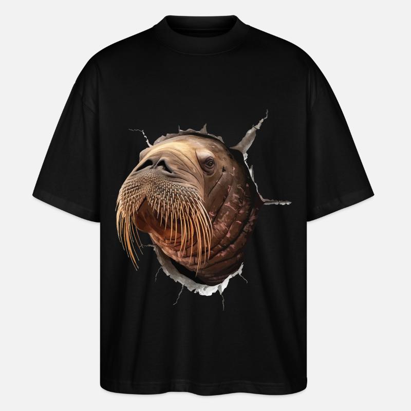 Walross - Stanley/Stella Oversized Unisex Bio T-Shirt Blaster 2.0 - Schwarz