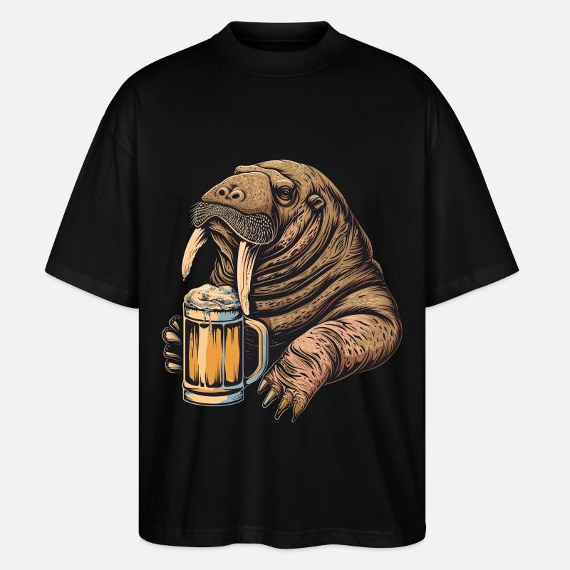 Walross Bier - Stanley/Stella Oversized Unisex Bio T-Shirt Blaster 2.0 - Schwarz