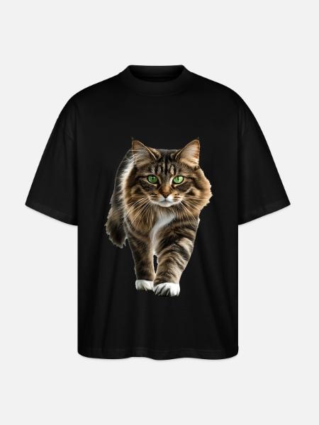 Norwegische Waldkatze - Stanley/Stella Oversized Unisex Bio T-Shirt Blaster 2.0 - Schwarz