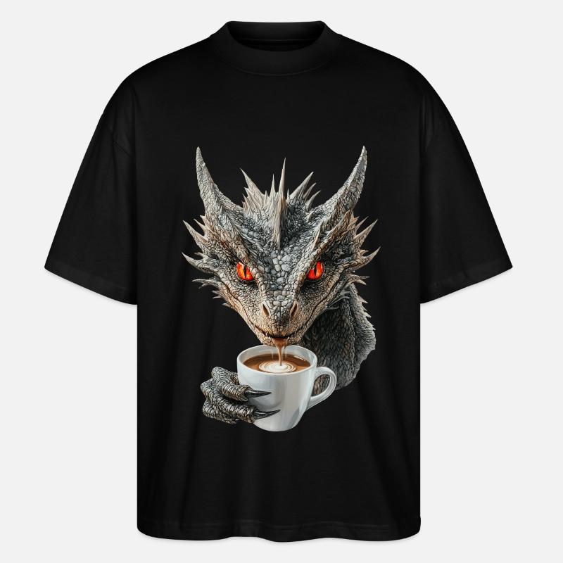 Drachen Kaffee - Stanley/Stella Oversized Unisex Bio T-Shirt Blaster 2.0 - Schwarz