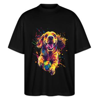 Cocker Spaniel - Stanley/Stella Oversized Unisex Bio T-Shirt Blaster 2.0 - Schwarz - Vorne - Alina (178cm) & Michal (187cm)