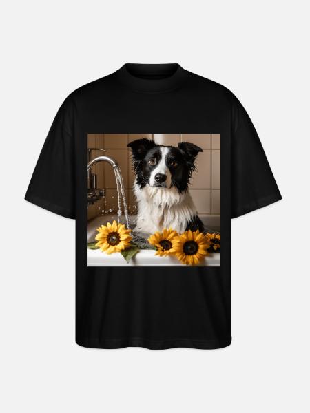 Border Collie - Stanley/Stella Oversized Unisex Bio T-Shirt Blaster 2.0 - Schwarz