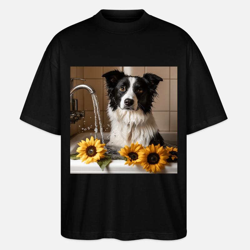 Border Collie - Stanley/Stella Oversized Unisex Bio T-Shirt Blaster 2.0 - Schwarz