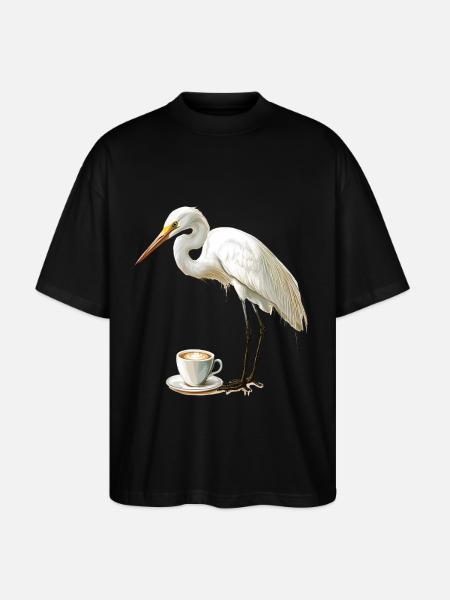 Reiher Vogel Kaffee - Stanley/Stella Oversized Unisex Bio T-Shirt Blaster 2.0 - Schwarz