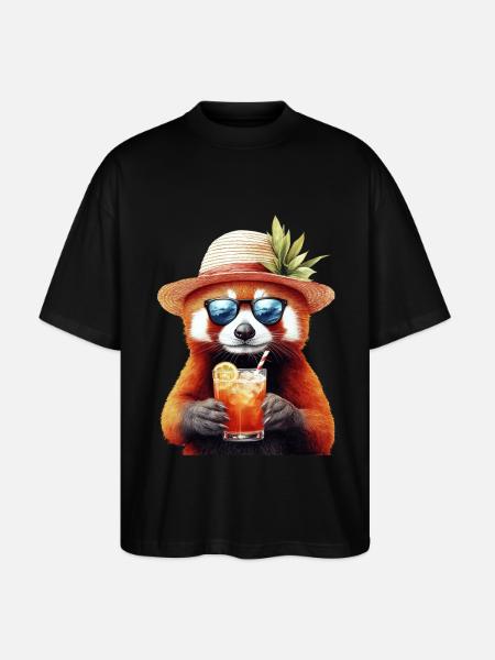 Roter Panda - Stanley/Stella Oversized Unisex Bio T-Shirt Blaster 2.0 - Schwarz