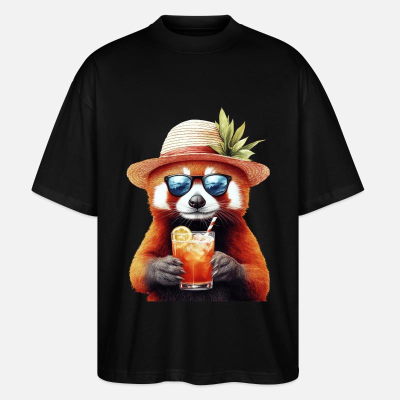 Roter Panda - Stanley/Stella Oversized Unisex Bio T-Shirt Blaster 2.0 - Schwarz